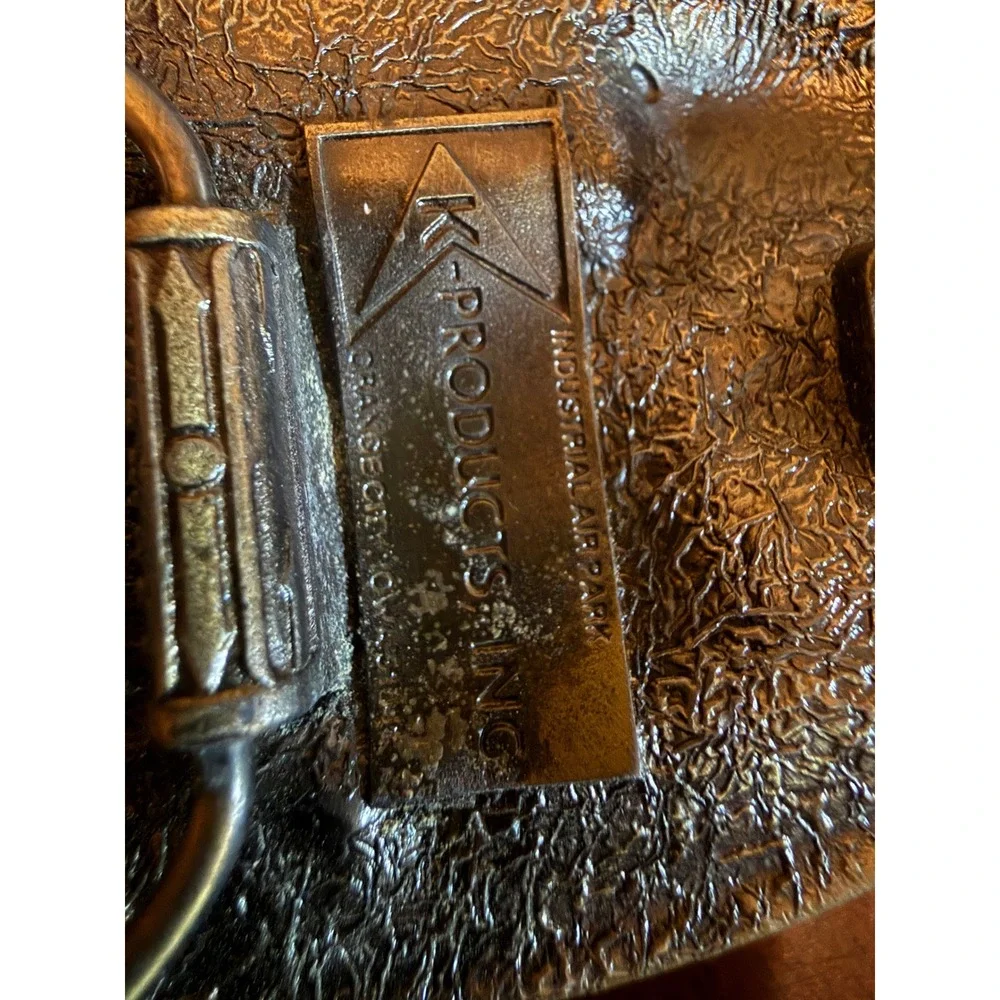 Vintage Ford Tractor Backhoe Loader Belt Buckle K-Products Inc Iowa Brass USA